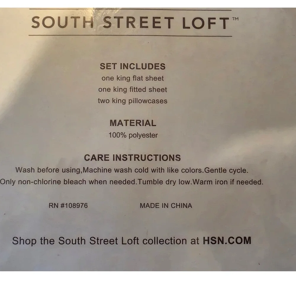 South Street Loft King Sheet Set 4pc White 100% Polyester Bedding New